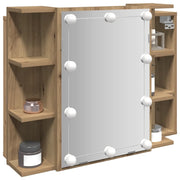 Mobile a Specchio con LED Rovere Artigianale 70x16,5x60 cm 857004