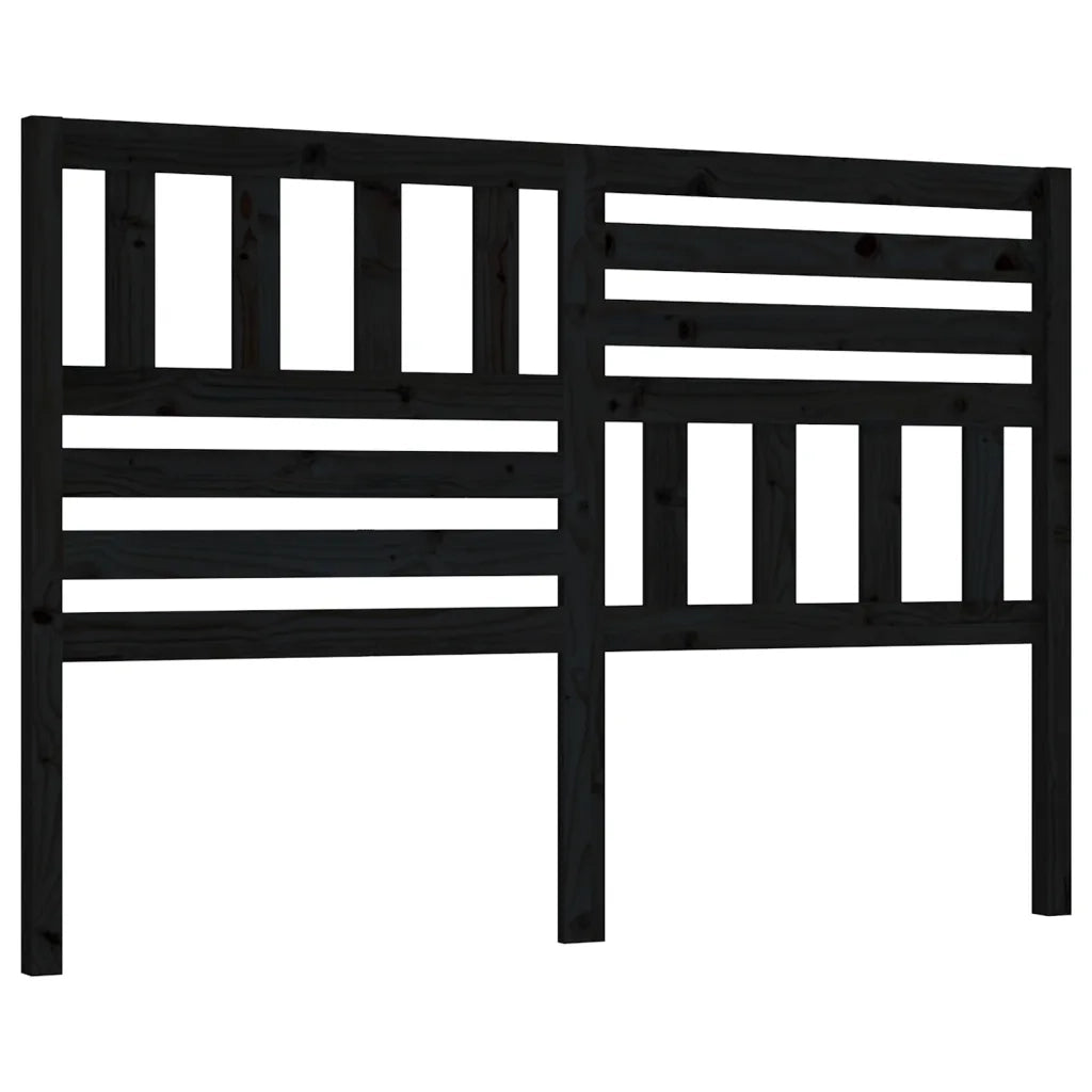 Testiera per Letto-Testata-Testiera Decorativa Nera 146x4x100 cm in Legno Massello di Pino 402336