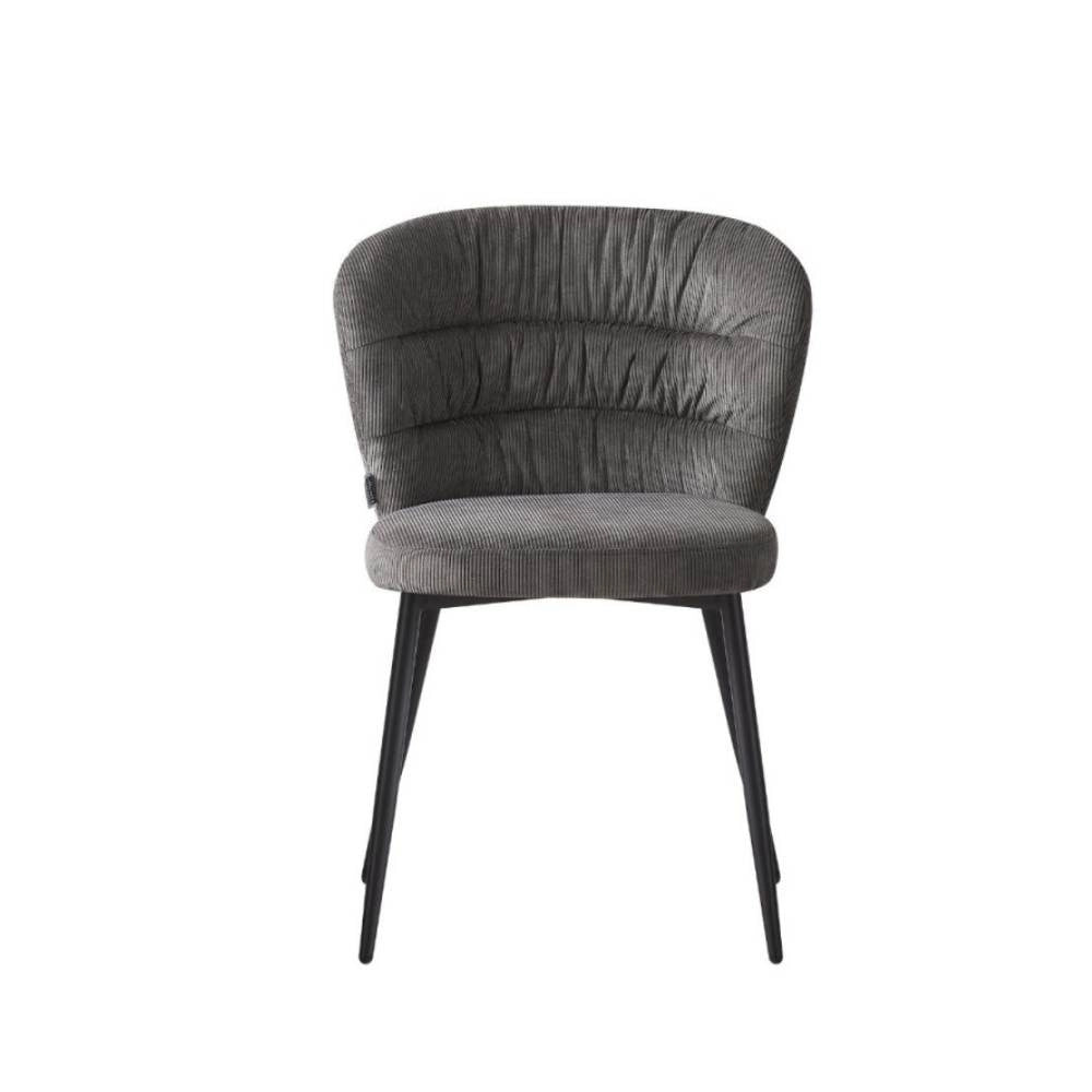 Set 4 Sedia con schienale avvolgente tessuto grigio Klontar