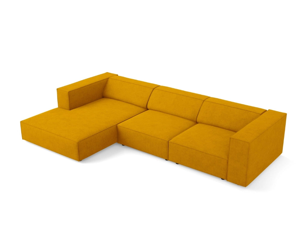 Cosmopolitan Design - Divano angolare sinistro "Arendal" 4 posti in ciniglia con effetto a coste senape 