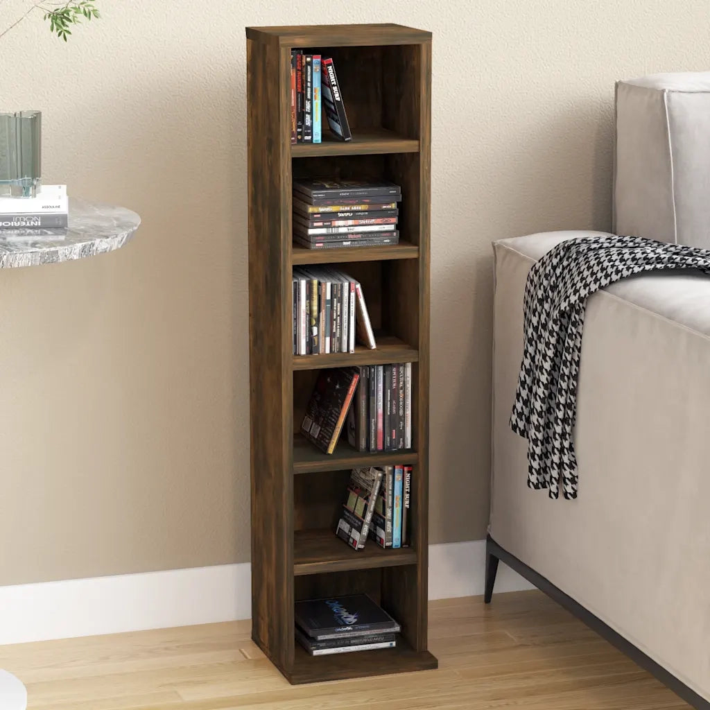 Mobile Porta CD Rovere Fumo 21x20x88 cm in Legno Multistrato cod mxl 78307