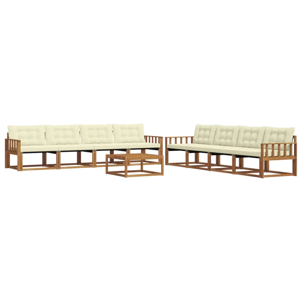 Set di divani da esterno con cuscino 9 pcs Naturale e Crema 3369309