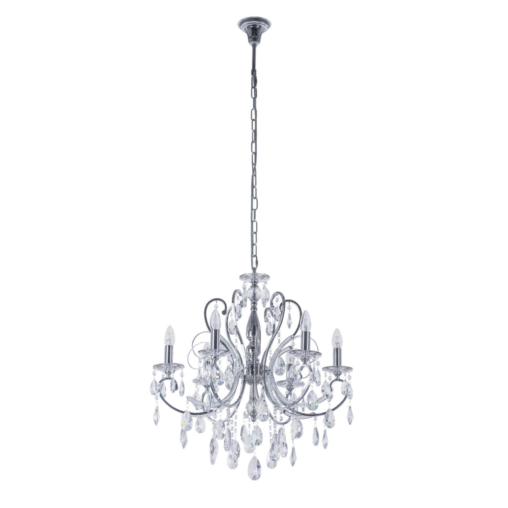 Lampadario Italux Barocco 6 luci E14 cristallo cromo