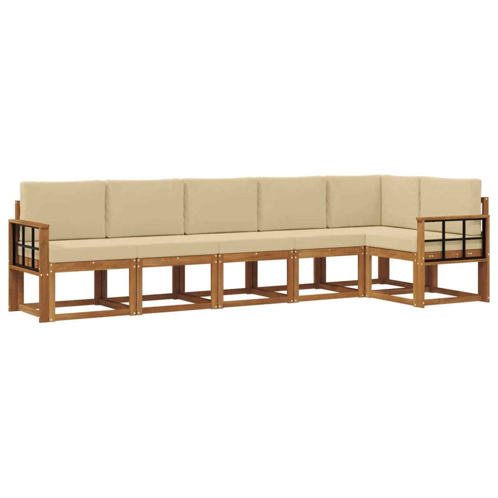Set di divani da esterno con cuscino 6 pcs Naturale e Beige