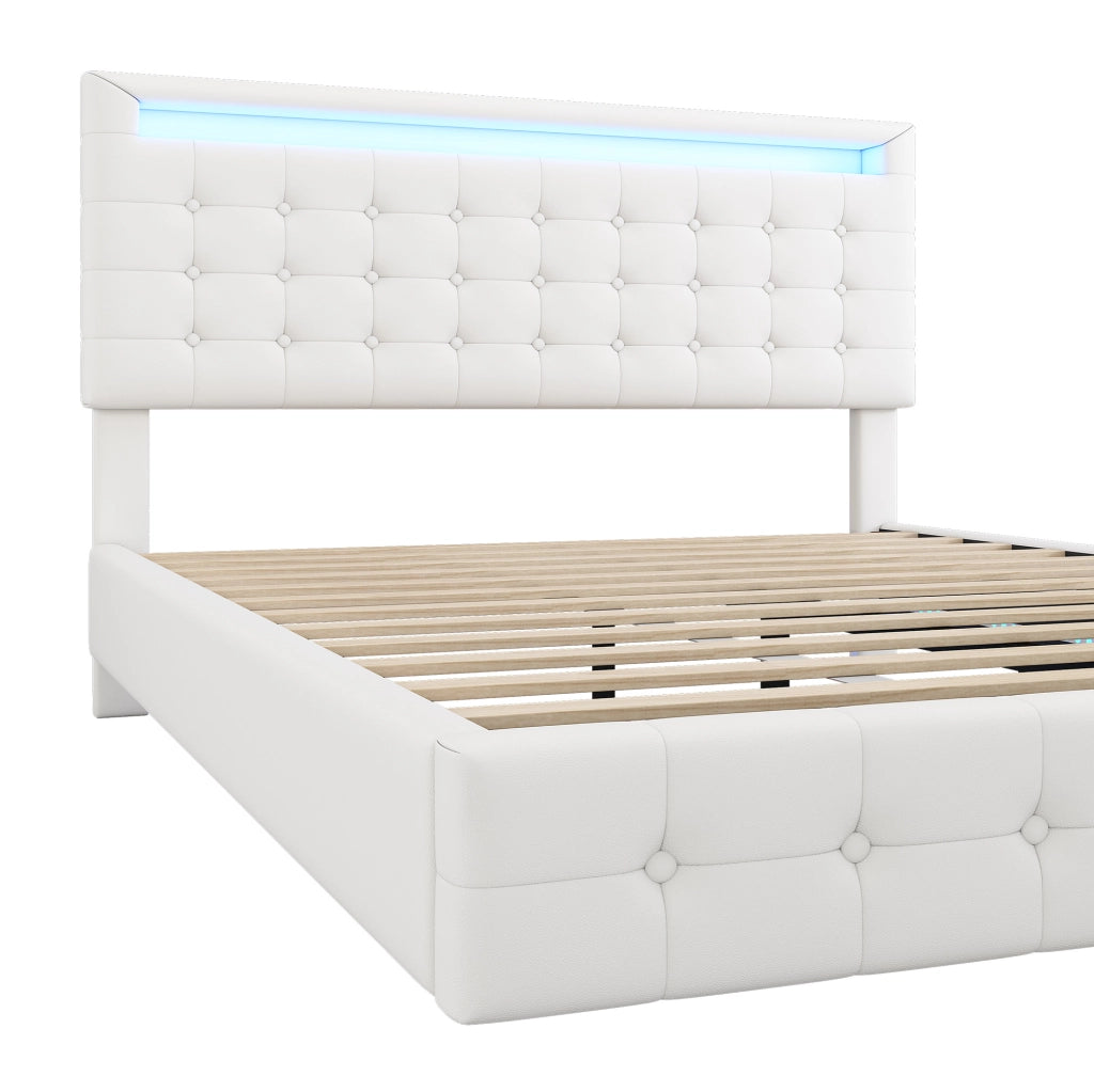 Letto matrimoniale sospeso 140x200 cm LED bianco