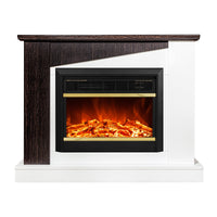 Camino Elettrico da Pavimento 90x115x27 cm Effetto Fiamma 1500W Gaspar & Mars Bianco/wenge