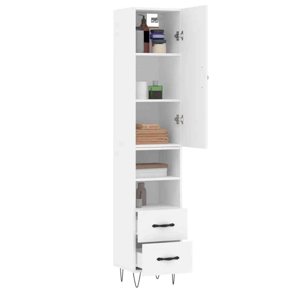 Credenza-Buffet-Armadio da cucina Bianca 34,5x34x180 cm in Legno Multistrato 623063