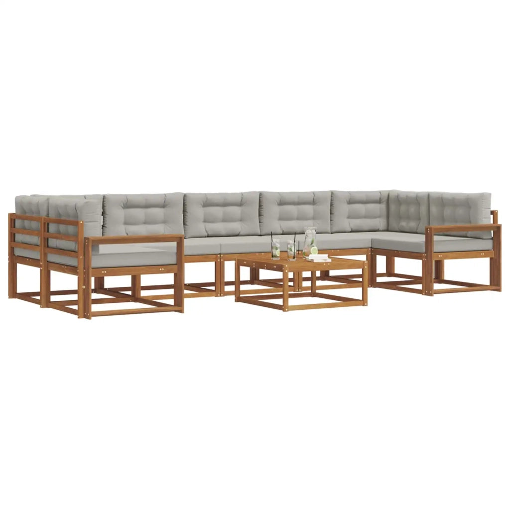 Set di divani da esterno 8 pcs Grigio Naturale e Chiaro 3367339