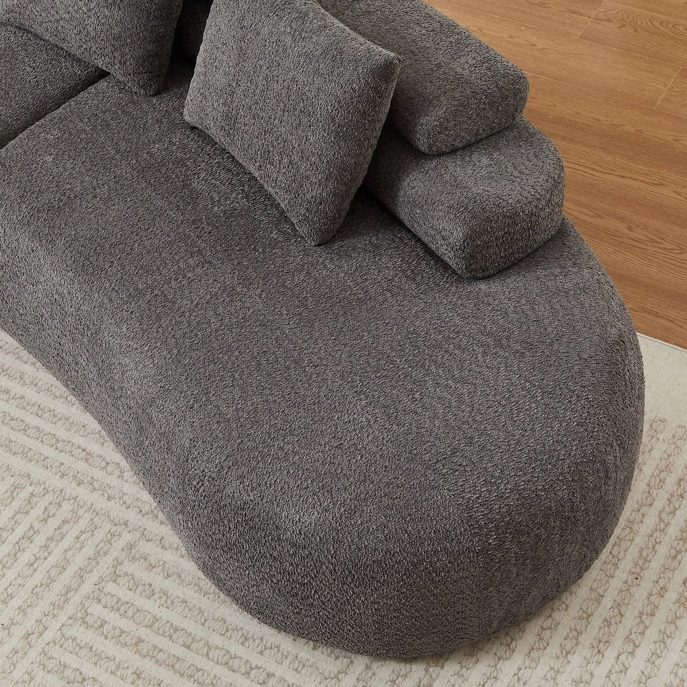 Divano modulare 3 posti ¨C Minimal ¨C grigio tessuto chenille design a mezzaluna