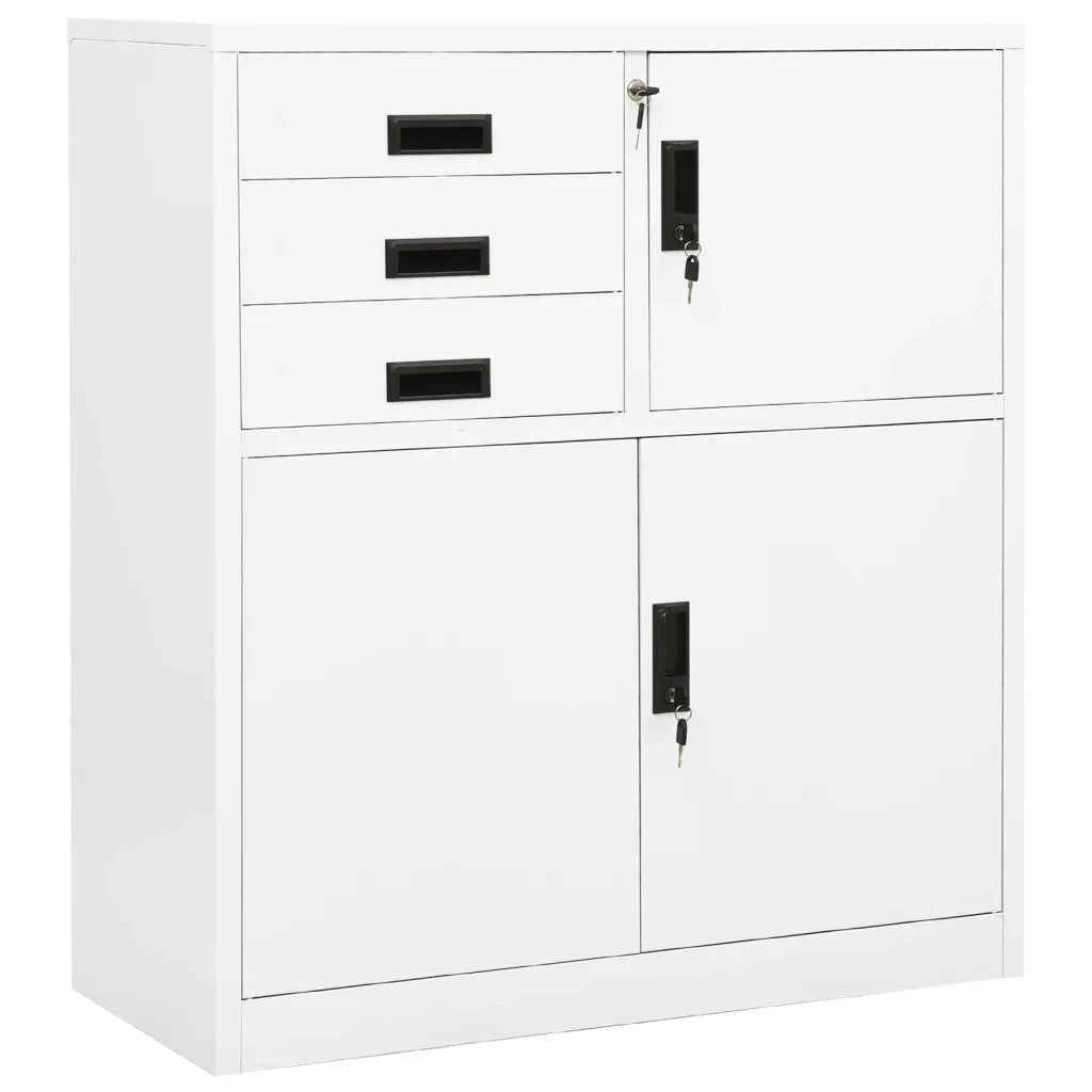 Armadio per Ufficio Bianco 90x40x102 cm in Acciaio