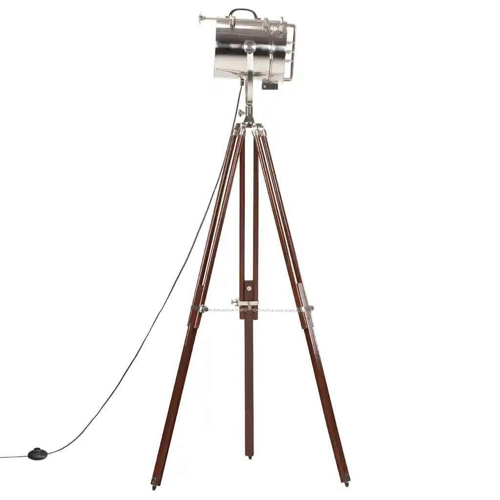 Lampada da Terra a Treppiede Legno Massello di Mango 180 cm 286203