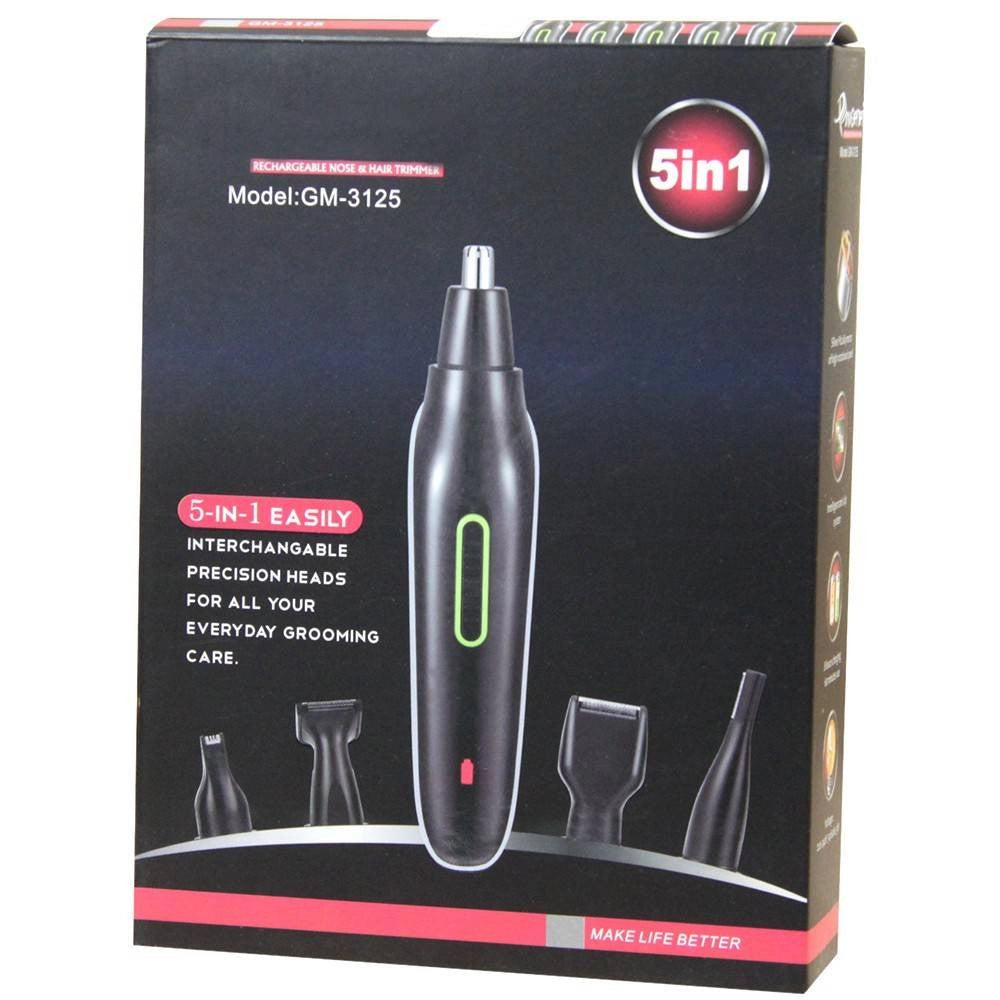 Trade Shop - Rifinitore Rasoio Elettrico 5in1 Naso Orecchio Capelli Trimmer Gm-3125 Ricaricabile -