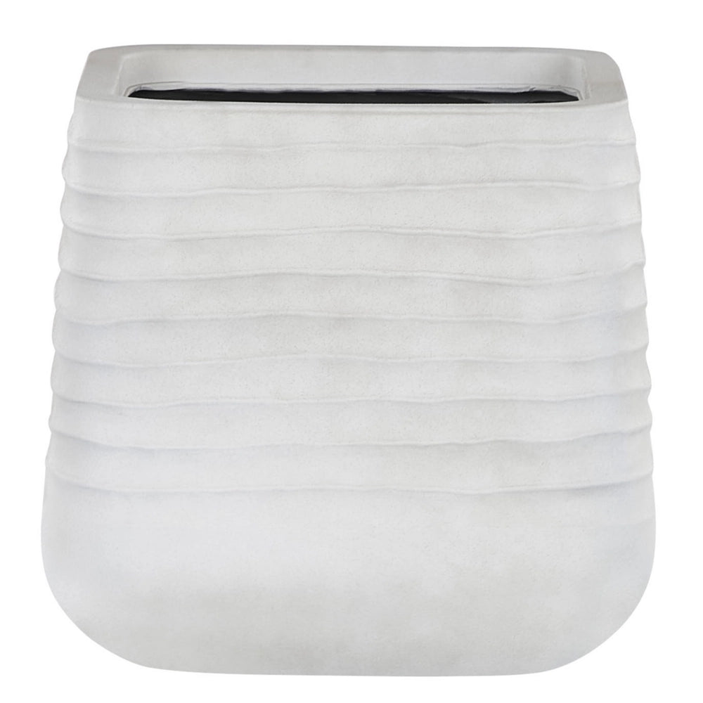 Vaso per piante grande in poliresina bianca sporca per esterni quadrato 38 x 37 cm resistente ai raggi UV