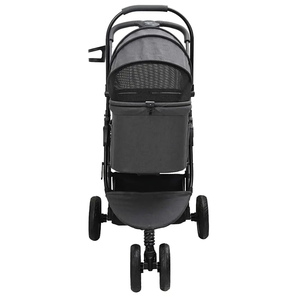 vidaXL Passeggino pieghevole per animali Nero 78 x 54 x 101 cm