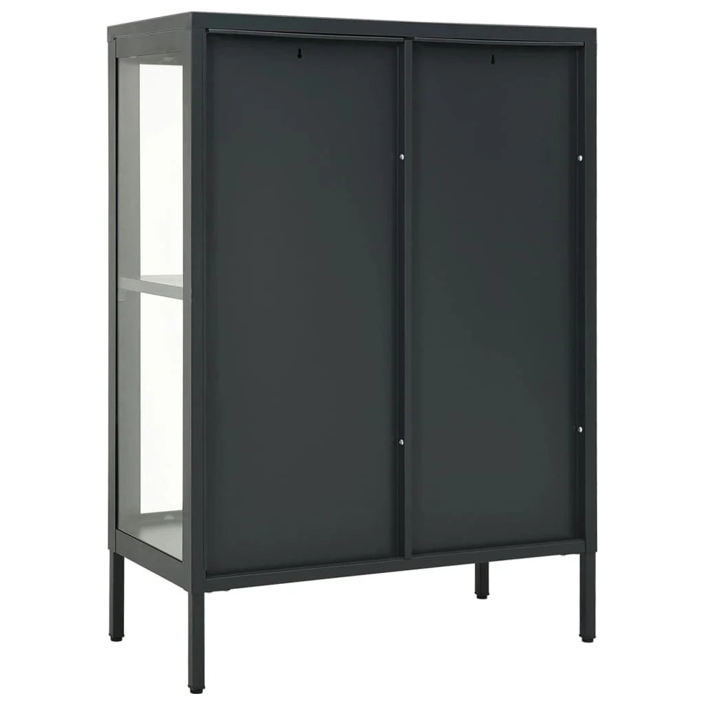 Buffet credenza cassettiera armadio mobile contenitore organizer per cucina soggiorno salotto 75 x 35 x 105 cm acciaio e vetro antracite 02_0029710