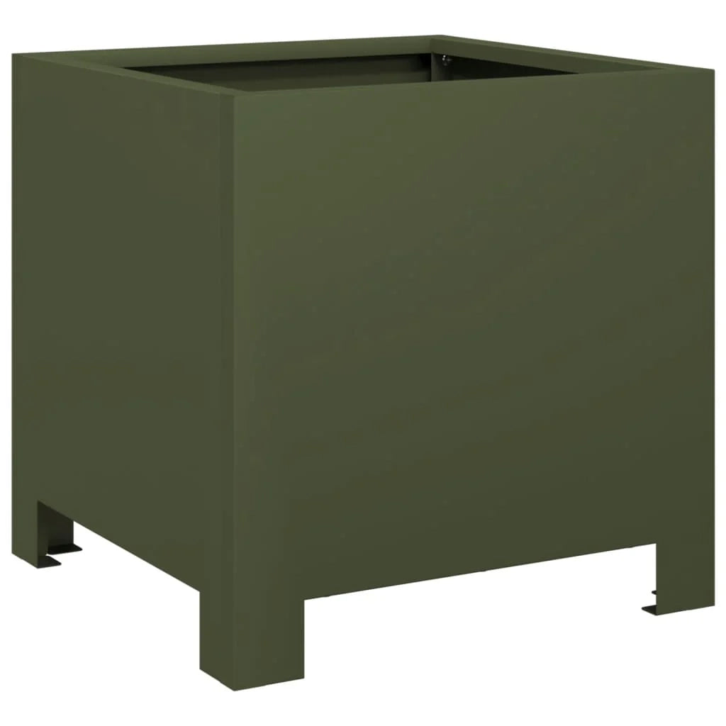 Fioriera rialzata per piante fiori giardino terrazze set da 2 verde oliva 30 x 30 x 30 cm acciaio verde 02_0039079