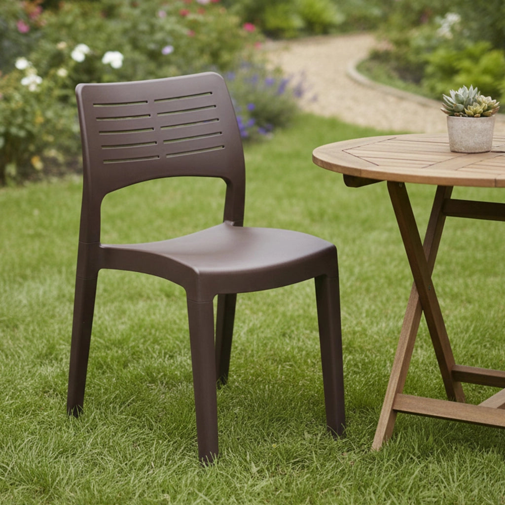 Sedia da esterno Genny, Seduta da giardino, Sedia per tavolo da pranzo, Poltrona outdoor, 100 % Made in Italy, 50x51h82 Cm, Antracite