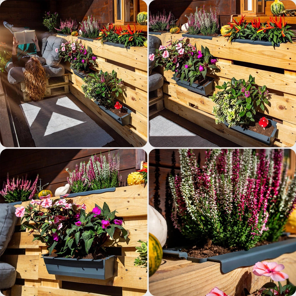Vaso da fiori KADAX, vasi per Europallets, scatola da 40 cm, 12 pezzi