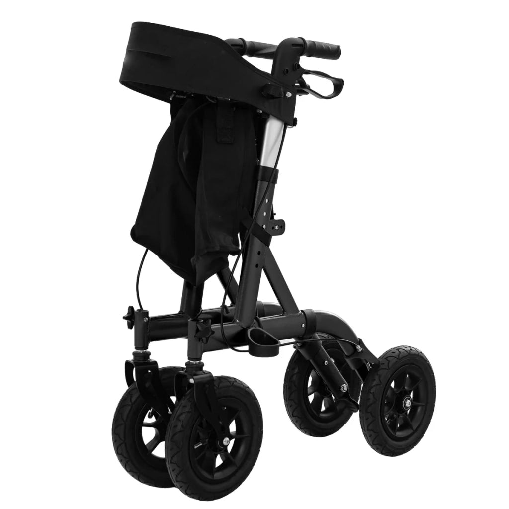 Deambulatore pieghevole con seduta 76 x 64 x 81-93,5 cm ammortizzante comfort ottimale alluminio nero 20_0019623