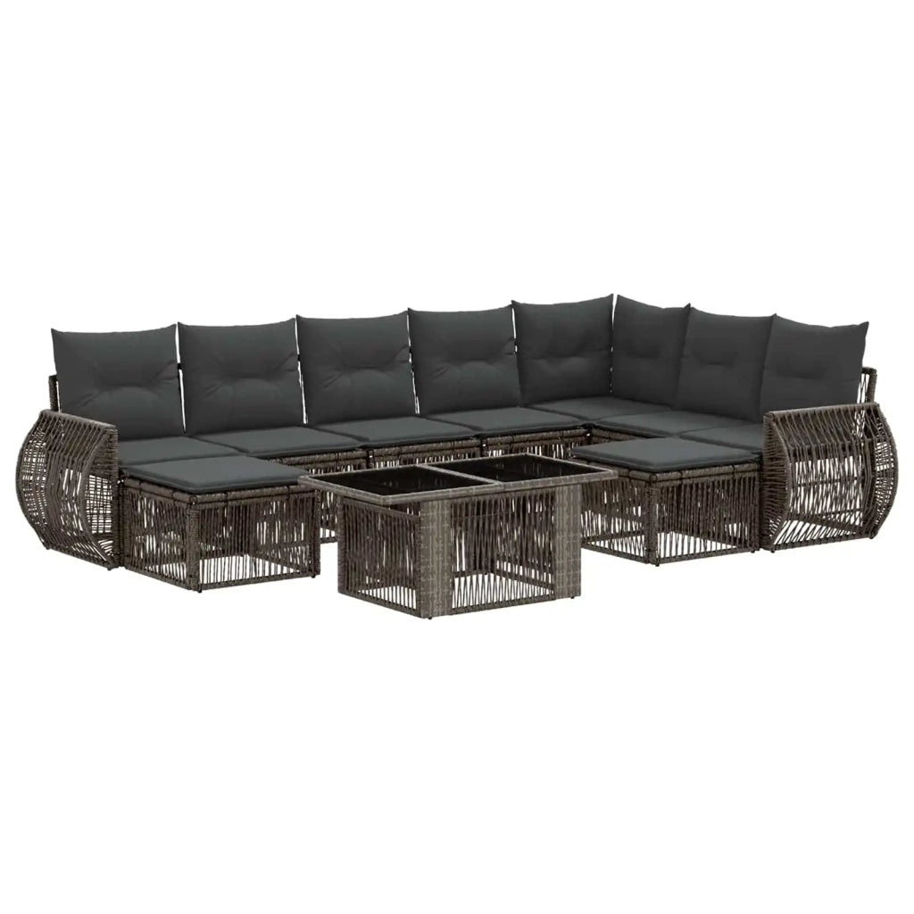 Set Divano da Giardino 10 pz Grigio e Grigio Scuro polyrattan 3437033