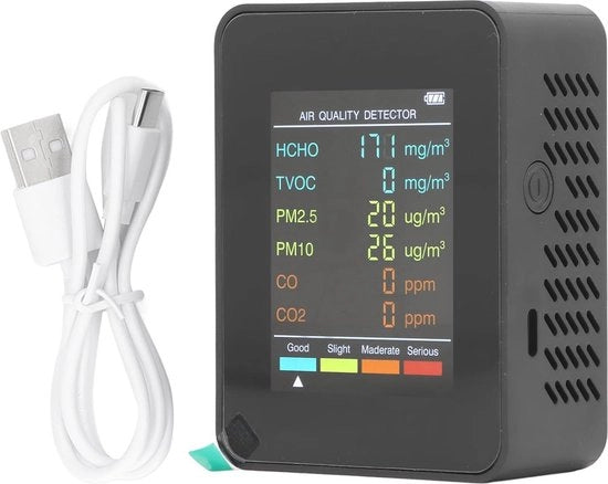 Monitor di Qualità dell'Aria Portatile con Allarme e Illuminazione a LED a Schermo LCD per Home Office