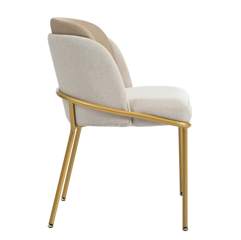 Sedia da pranzo con schienale ergonomico e piedini regolabili in legno e metallo; beige e khaki