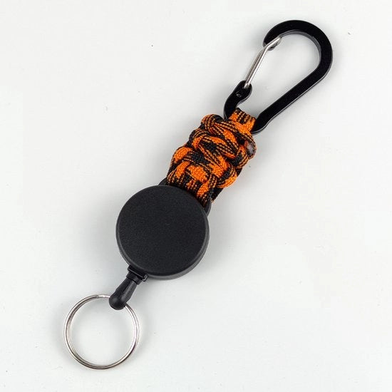 4 hanger da chiave retrattile, badge holder con grilletta, 65 cm bobina retrattile, resistente e duraturo, Arancione e Nero
