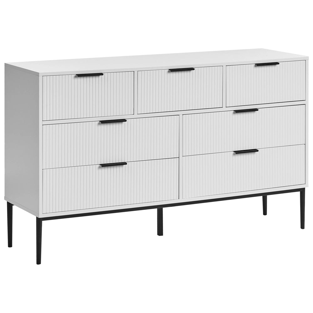 Cassettiera moderna MDF 7 cassetti Gambe in metallo Bianco stile moderno