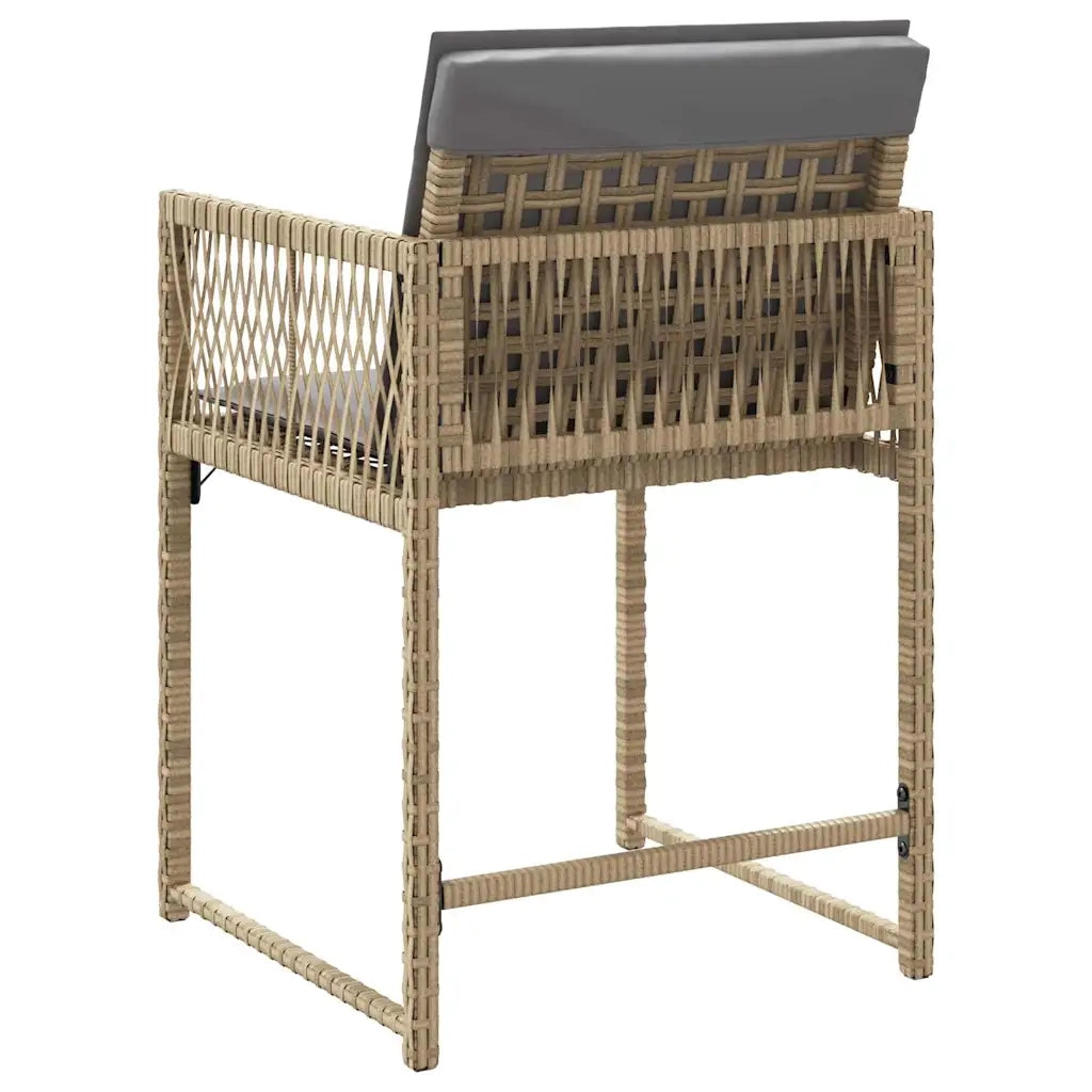 Sedie da Giardino con Cuscini 4 pz | Sedie da Esterno Beige Misto in Polyrattan