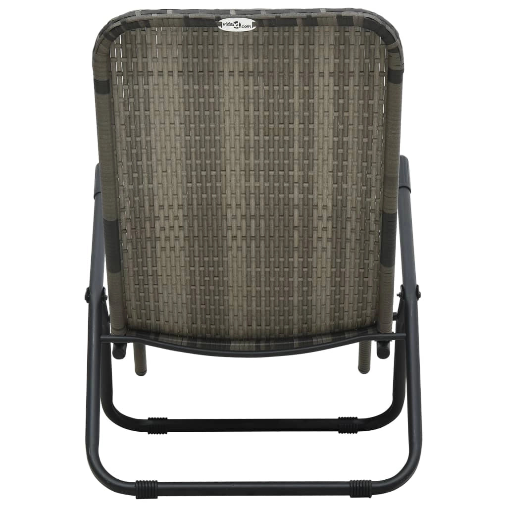 Sedia a sdraio lettino prendisole lettino da giardino mobili da giardino mobili da esterno pieghevoli resina di vimini grigia 02_0012885