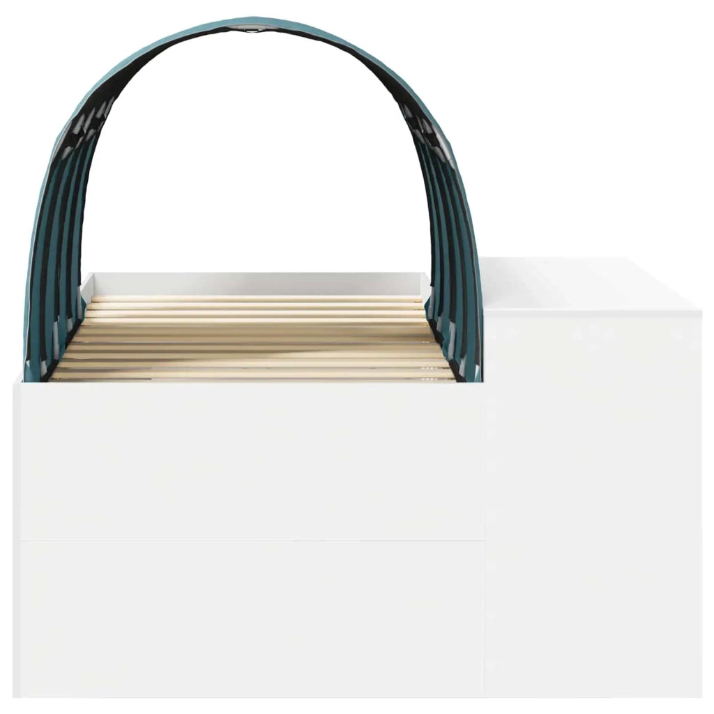 Letto alto per bambini con scrivania Bianco e azzurro