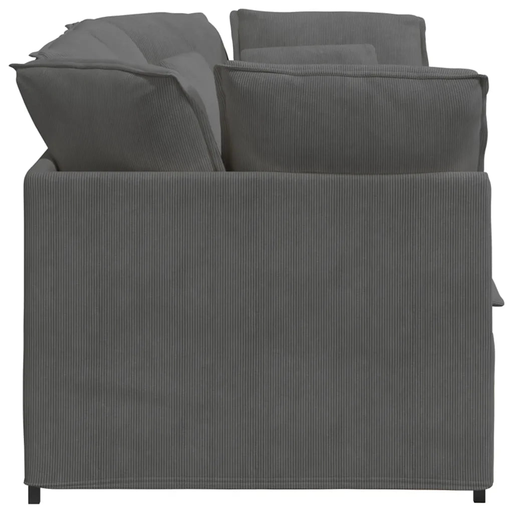 Divano Modulare con Cuscini in Tessuto a Coste Grigio Scuro 3321258