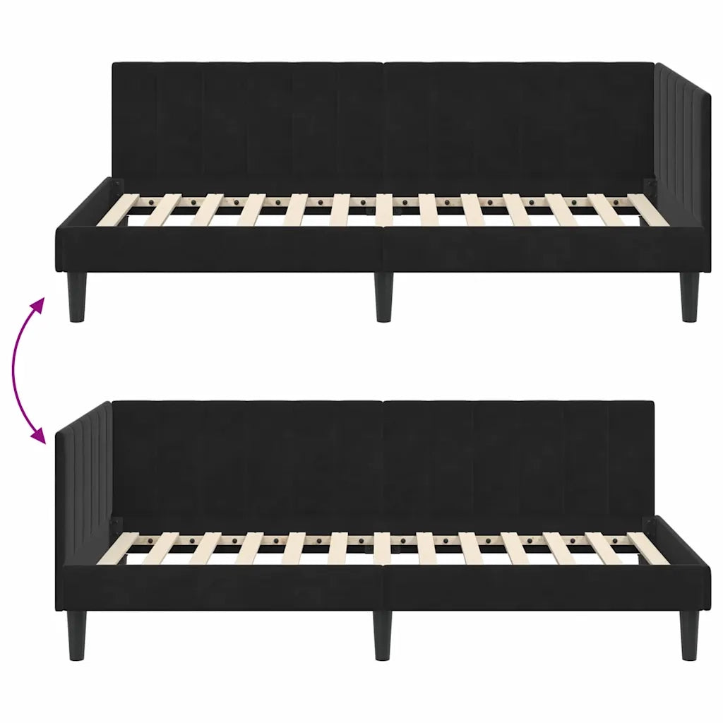 vidaXL Cornice del letto ad angolo Nero 90 x 200 cm Velluto