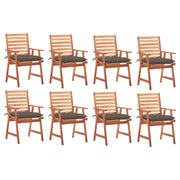 Sedie da Pranzo da Esterni con Cuscini 8 pz Massello di Acacia cod mxl 24216