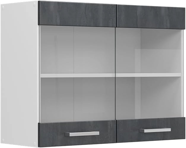 Frontale cucina R-Line, Calcestruzzo nero, 79.2 x 59 cm frontale del mobile per pensile con vetro