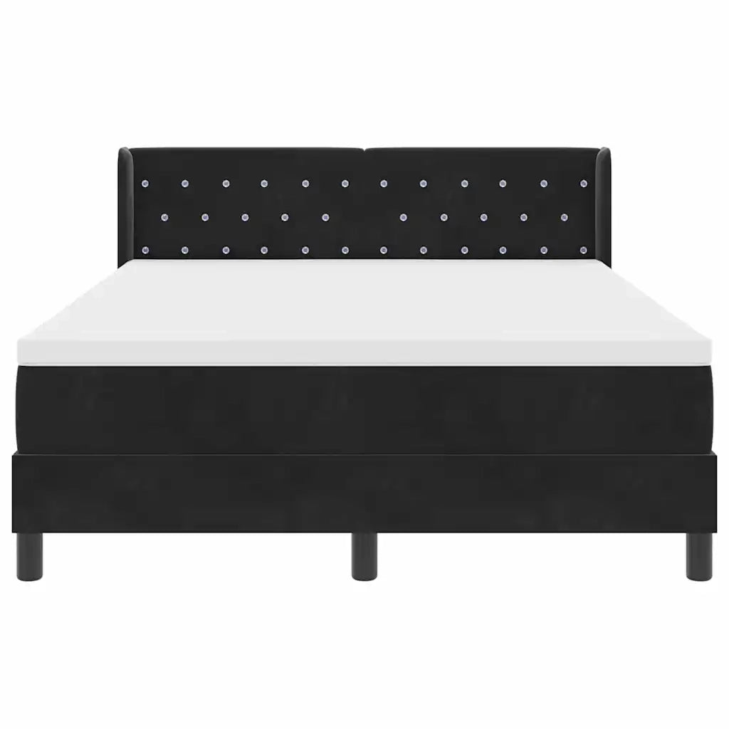 Letto a molle con materasso Nero 190 x 140 cm Poliestere 3341410