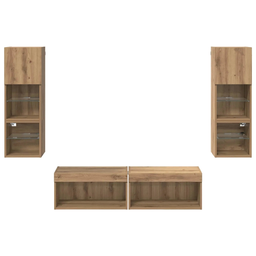 Unità TV da Parete 6 pcs Rovere artigianale Legno multistrato 3402930
