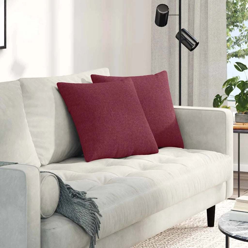 Cuscini da Divano 2 pz-Set di 2 Cuscini per Sofa Rosso Vino 45 x 45 cm Tessuto