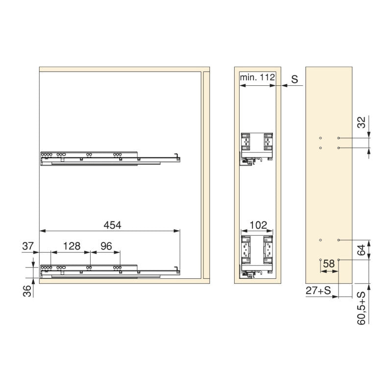 Carrello estraibile Supra con fissaggio inferiore con chiusura softt, modulo 300mm Acciaio, Cromato