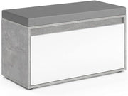 Vicco Panca scarpiera da ingresso Iker, Calcestruzzo, 80 x 45 cm, combinabile con altri mobili della serie Iker