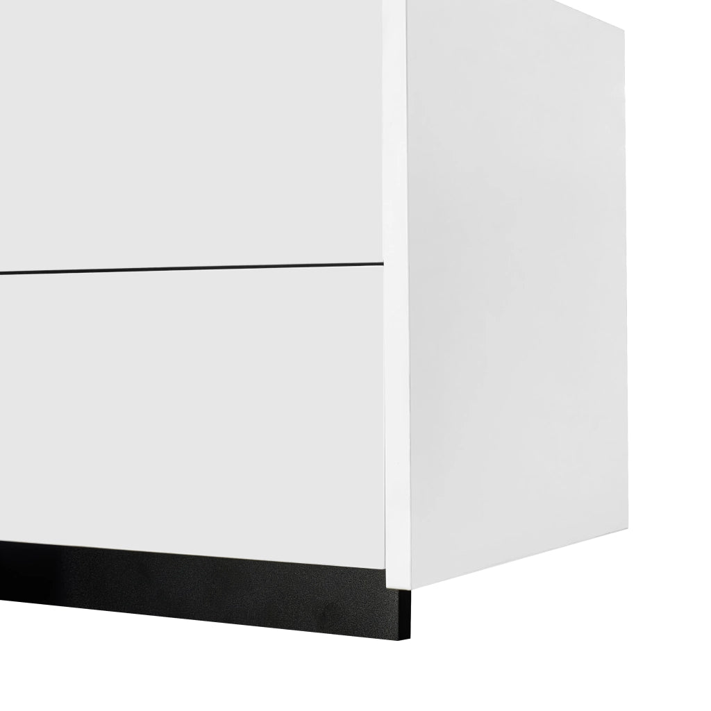 Mobile TV 170x30x39 cm; finitura lucida con 3 ante; 1 cassetto e ribalta; truciolato bianco