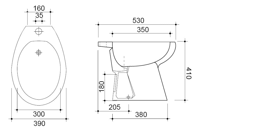 Bidet eco champagne con rubinetto erogazione