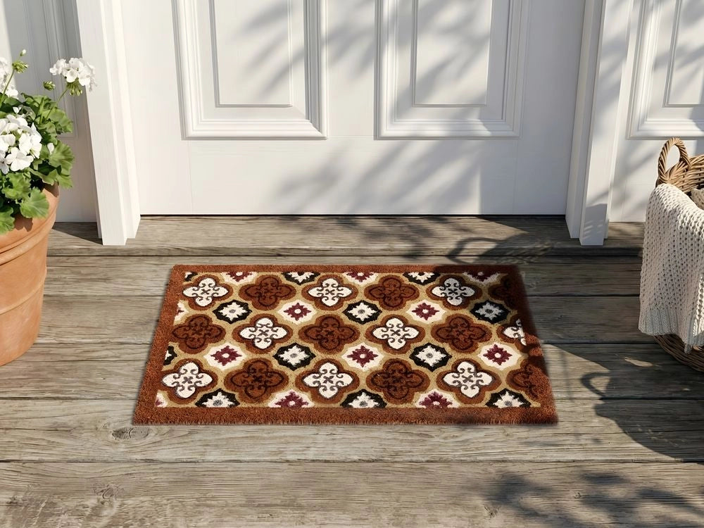 Zerbino in fibra di cocco marrone con fondo antiscivolo in PVC 40 x 60 cm Decorazione Motivo astratto