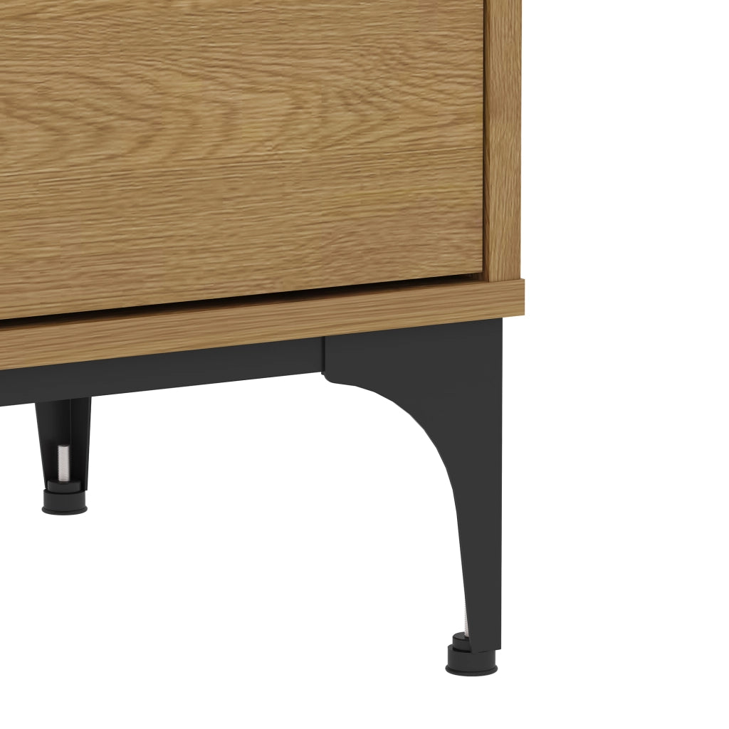 Mobile Porta TV Kistiandi a Vani Aperti e Chiusi con Ante 140 x 40 x 50 cm - Effetto Rovere Scuro [en.casa]