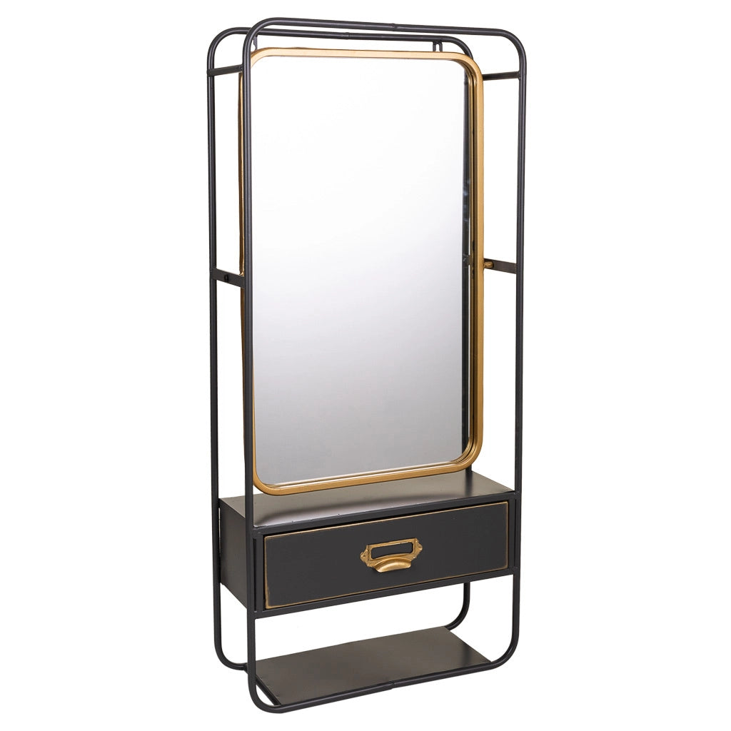 Specchio da parete in metallo nero 40x15x90h