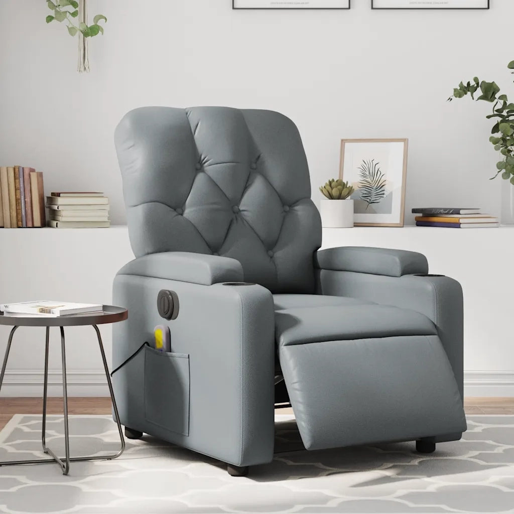 Poltrona Massaggiante Elettrica Reclinabile Grigio Similpellecod mxl 133021