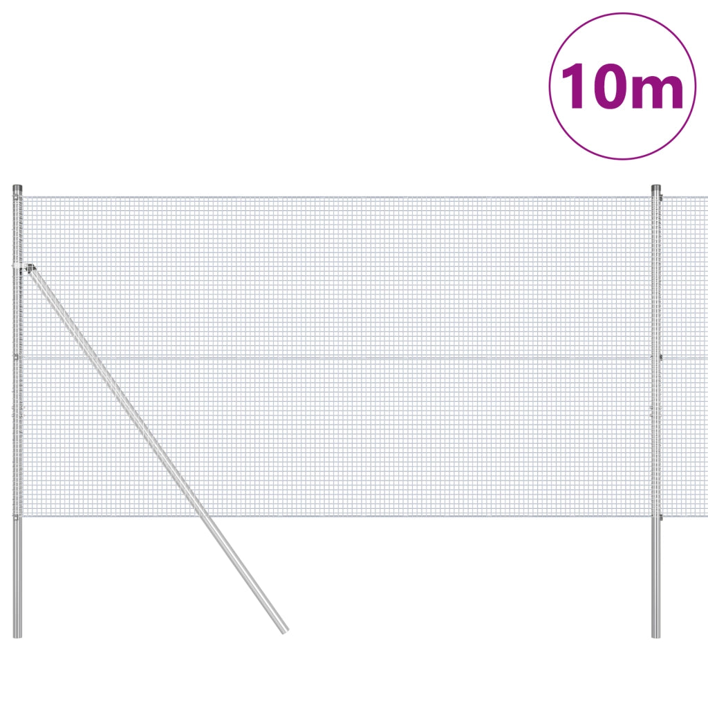 Recinzione in Filo Saldato con 7 Post 1,2x10 m in Acciaio Zincato