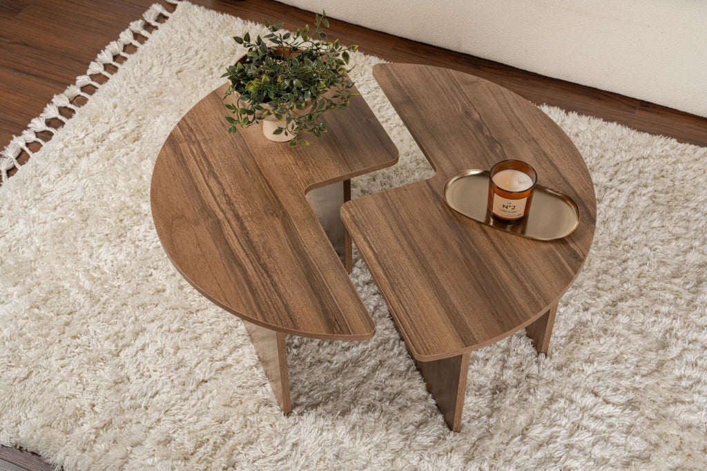 Tavolino da caffè in legno "Moira" - 90 x 90 x 41 cm - Noce