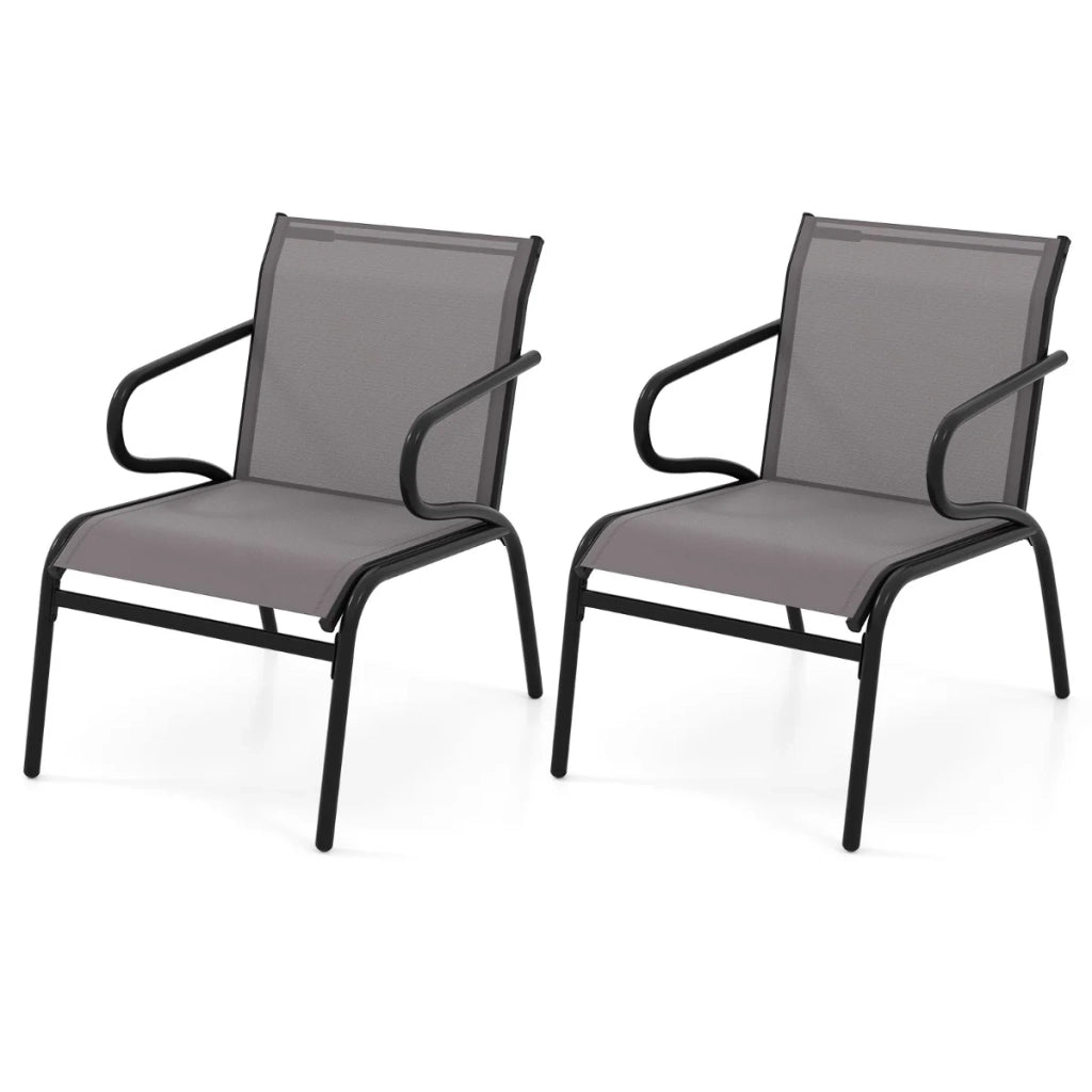 Set di 2 sedie da giardino moderne 72,5 x 54 x 77,5 cm comfort ottimale con schienale ergonomico metallo grigio 20_0011775