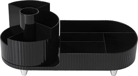 Organizzatore da trucco rotativo 360°, organizzatore da trucco per tavolo, cassettone da trucco per commode, bagno, camera da letto (nero)